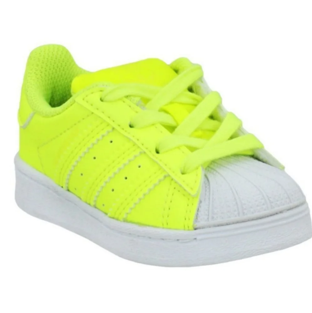 Adidas Superstar Kids Retro Neon Green Lace Up Sneakers